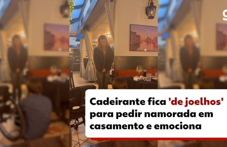 Cadeirante fica 'de joelhos' para pedir namorada em casamento e emociona; VÍDEO