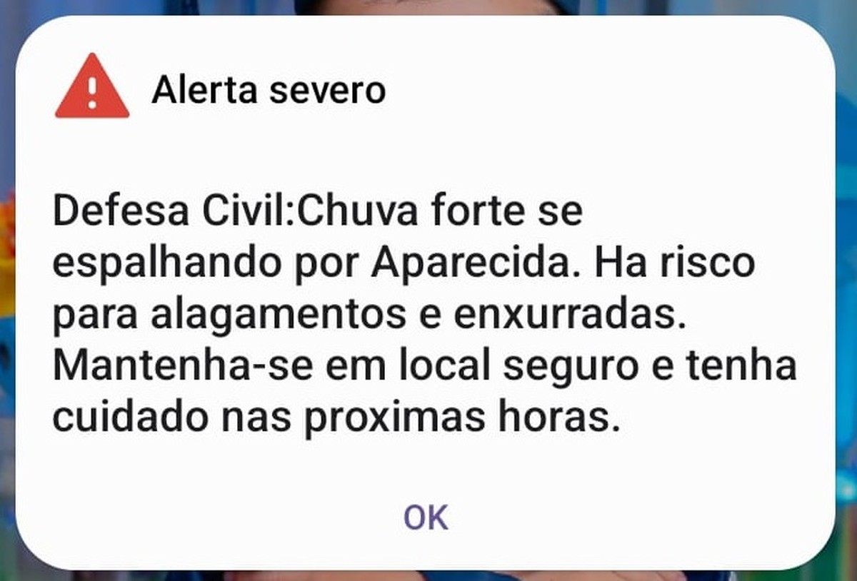 Chuva forte faz Defesa Civil emitir alerta severo pela primeira vez em Aparecida, Guaratinguetá e Potim