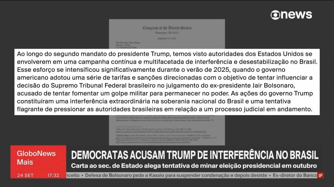 Em carta a Rubio, 31 parlamentares dos EUA acusam governo Trump de tentar interferir na eleição no Brasil