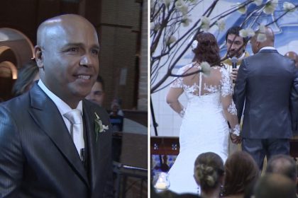 Rick, cantor morto em acidente de helicóptero, se casou na Basílica de Aparecida; Daniel cantou e padre Fábio de Melo fez celebração