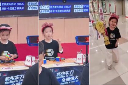 Chinesa de 6 anos bate recorde mundial de cubo mágico duas vezes em 3 dias; veja VÍDEO