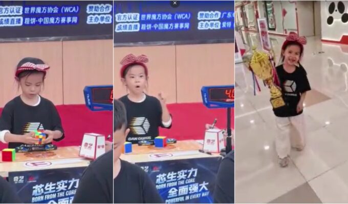 Chinesa de 6 anos bate recorde mundial de cubo mágico duas vezes em 3 dias; veja VÍDEO