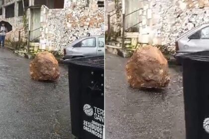 Pedra se desprende de morro e quase atinge moradora: ‘Susto bem grande’