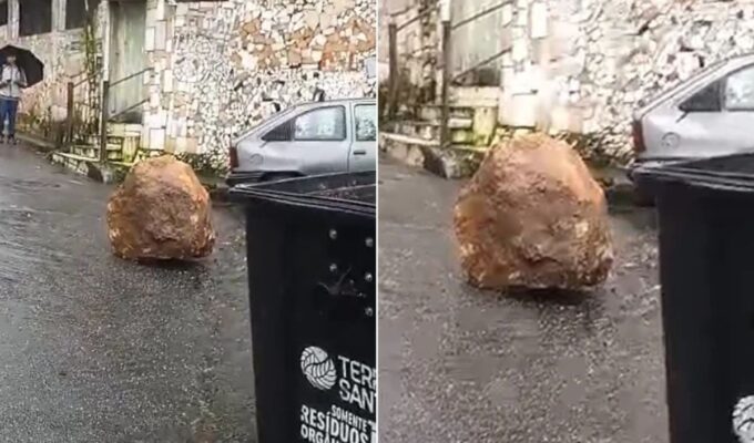 Pedra se desprende de morro e quase atinge moradora: ‘Susto bem grande’