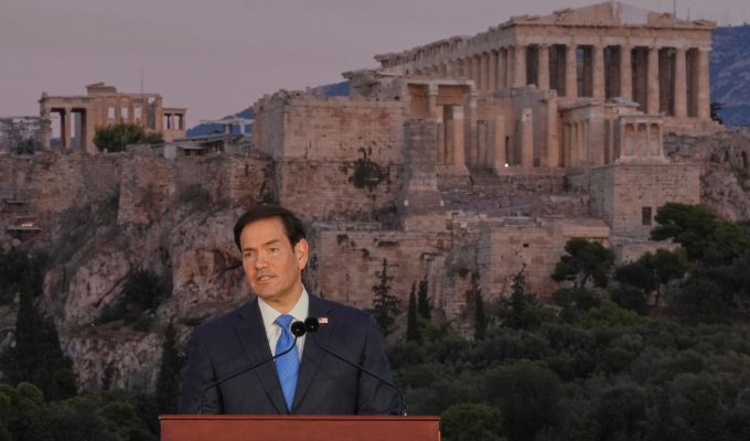 Alvo de protestos, Rubio associa valores da Grécia Antiga ao lema ‘America First’: ‘Poder sem remorso’