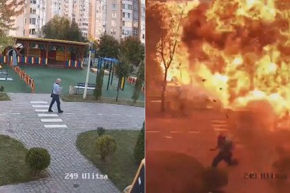 VÍDEO: homem escapa por pouco de ataque de drone russo perto de Kiev