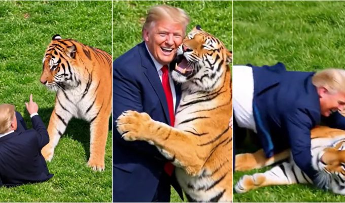 Trump pública vídeo de IA em que aparece brincando com tigre após ataque fatal na Inglaterra