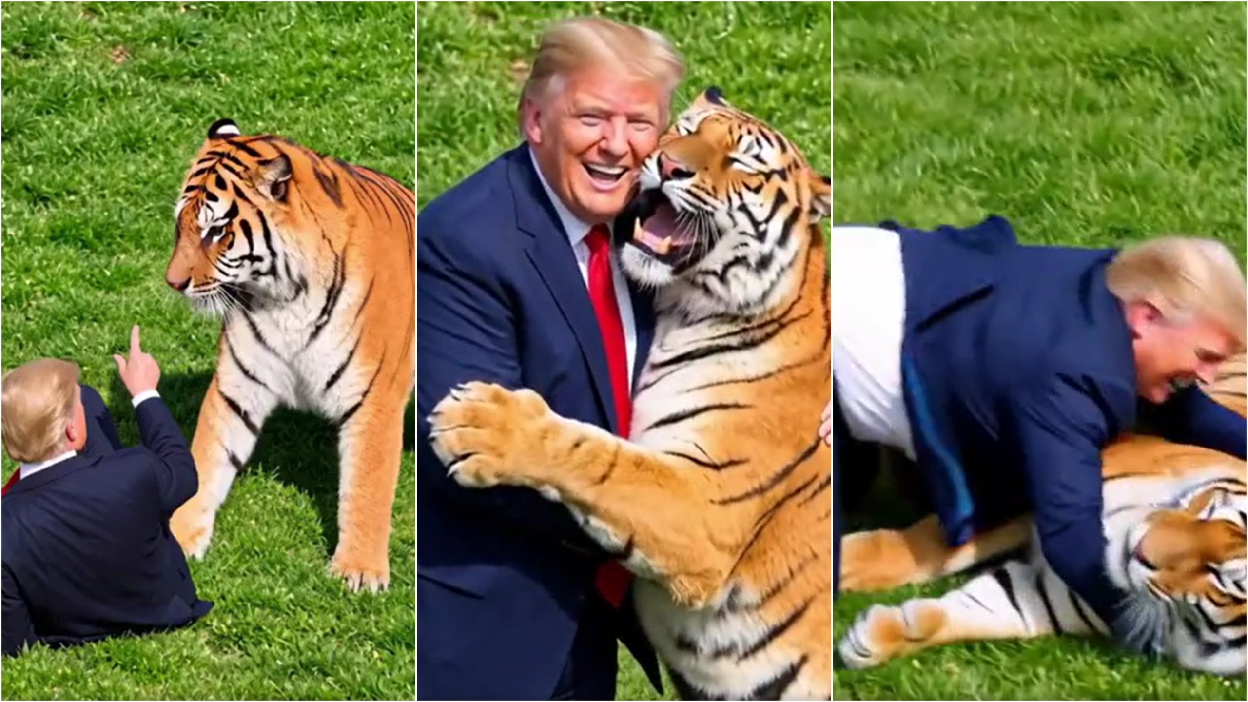 Trump pública vídeo de IA em que aparece brincando com tigre após ataque fatal na Inglaterra