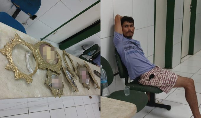 Homem é preso após furtar placas de jazigos em cemitério no interior do Ceará