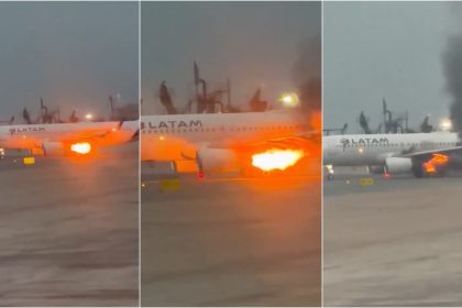 Asa de avião da Latam pega fogo antes da decolagem no Peru; passageiros desembarcam