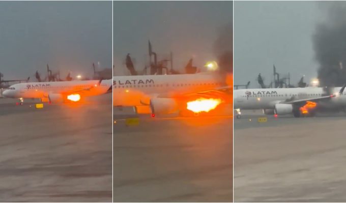 Asa de avião da Latam pega fogo antes da decolagem no Peru; passageiros desembarcam