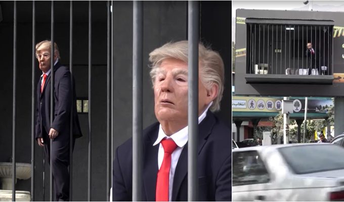 Instalação artística no Irã mostra Trump atrás das grades