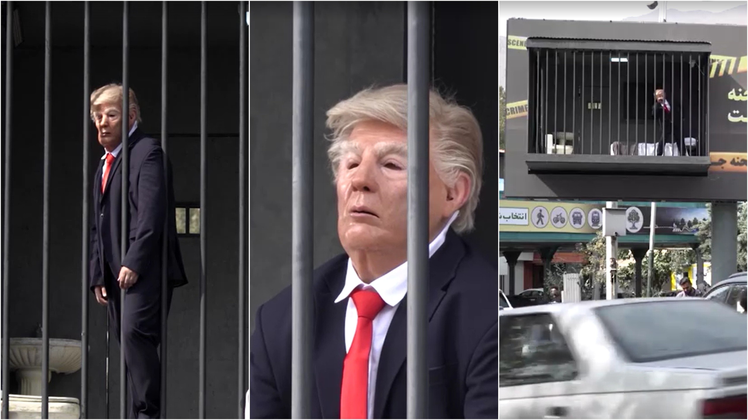 Instalação artística no Irã mostra Trump atrás das grades