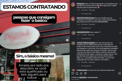 ‘Não desaparecer’: post de loja com requisitos para vaga de emprego viraliza no interior de SP