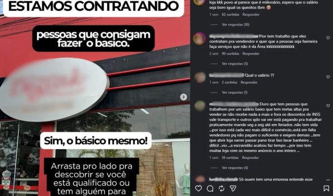 ‘Não desaparecer’: post de loja com requisitos para vaga de emprego viraliza no interior de SP