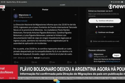 Flávio Bolsonaro e família cruzaram fronteira e seguiram em voo privado para o Equador, diz Migração argentina